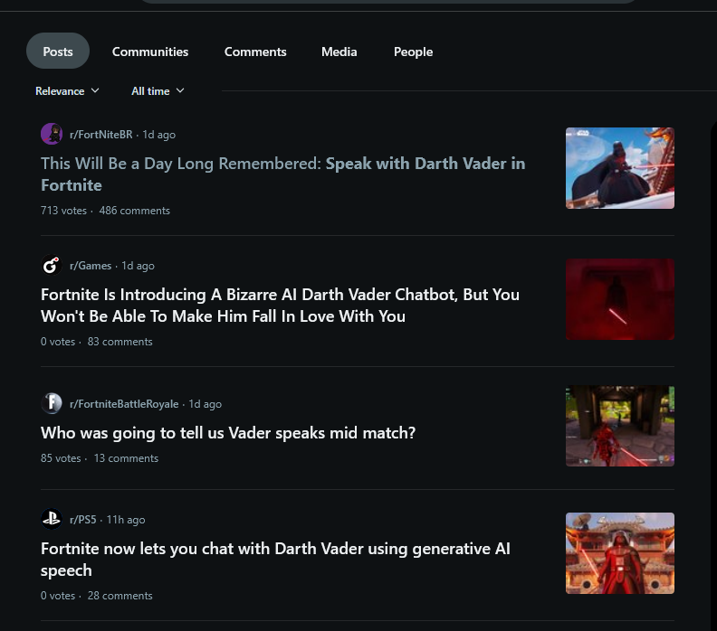 AI Darth Vader in Fortnite