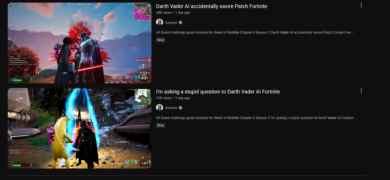 AI Darth Vader in Fortnite